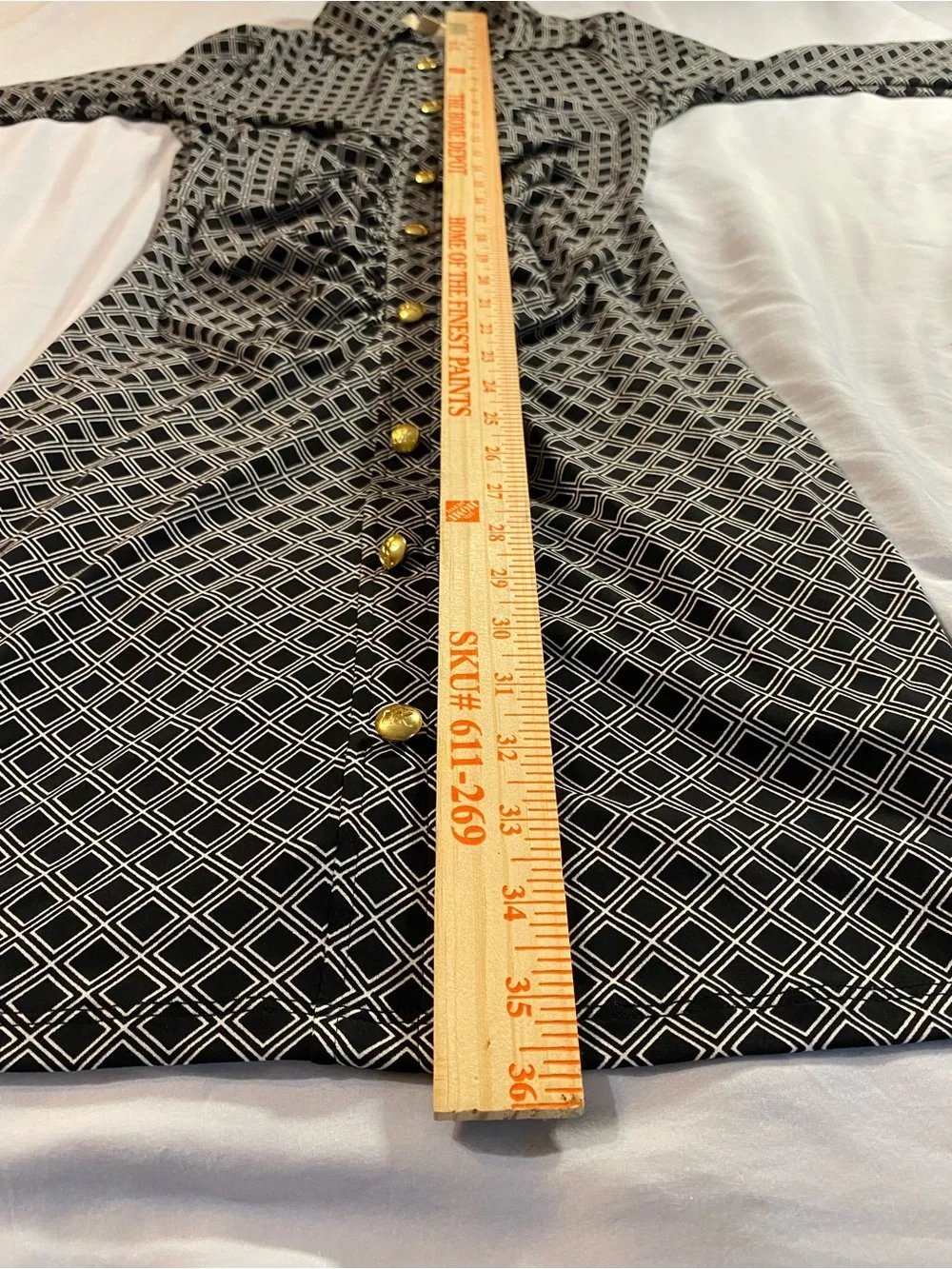 Michael Michael Kors Black White Geo-print Ruched Shirt Dress Collared Neckline